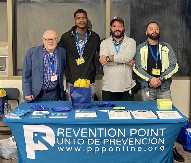 Executive Director José Benitez with members of the Overdose Prevention Team: Khalif Martin, Shawn Westfahl, and Carlos Delvalle.