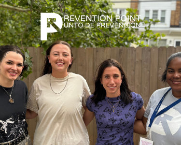 Left to right: Jul Powell, Shelter Operations Coordinator; Maggie Hatala, Medical Case Management Supervisor; Shana Ventresca, Clinical Operations Manager; Monique Joosse, Housing Case Management Coordinator